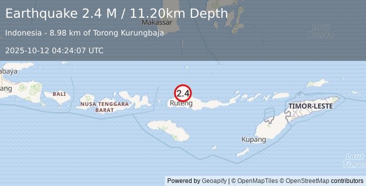Earthquake Flores Region, Indonesia (2.4 M) (2025-10-12 04:24:07 UTC)