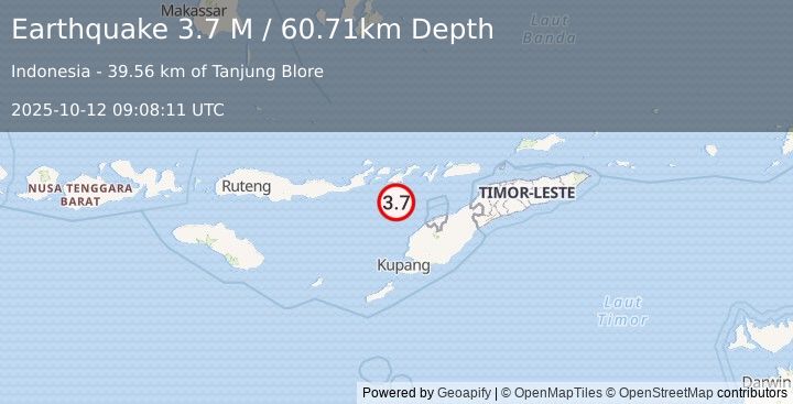 Earthquake Flores Region, Indonesia (3.7 M) (2025-10-12 09:08:11 UTC)