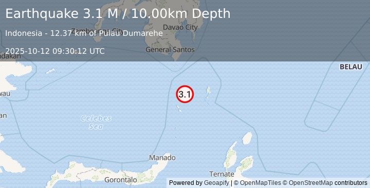 Earthquake Talaud Islands, Indonesia (3.1 M) (2025-10-12 09:30:12 UTC)