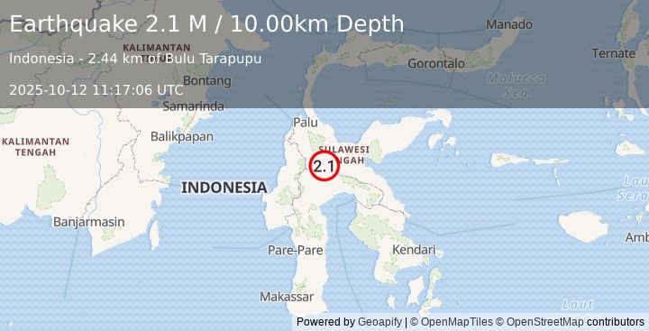 Earthquake Sulawesi, Indonesia (2.1 M) (2025-10-12 11:17:06 UTC)