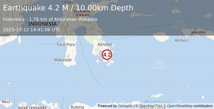 Earthquake Sulawesi, Indonesia (4.2 M) (2025-10-12 14:41:06 UTC)