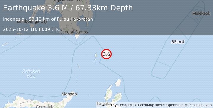 Earthquake Talaud Islands, Indonesia (3.6 M) (2025-10-12 18:38:09 UTC)