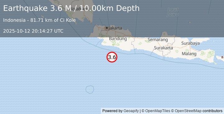 Earthquake Java, Indonesia (3.6 M) (2025-10-12 20:14:27 UTC)