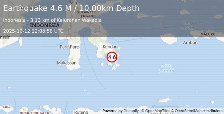 Earthquake Sulawesi, Indonesia (4.5 M) (2025-10-12 22:08:59 UTC)