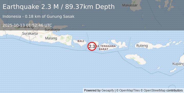 Earthquake Sumbawa Region, Indonesia (2.3 M) (2025-10-13 01:52:46 UTC)