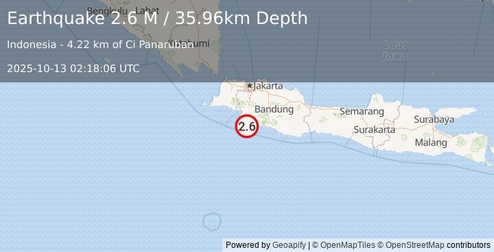 Earthquake Java, Indonesia (2.6 M) (2025-10-13 02:18:06 UTC)