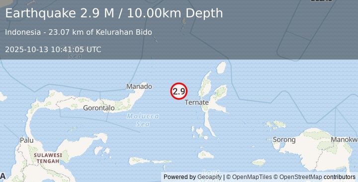 Earthquake Northern Molucca Sea (3.0 M) (2025-10-13 10:41:03 UTC)