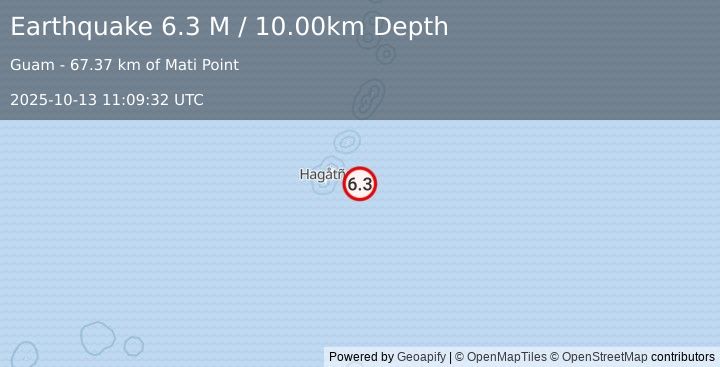 Earthquake Mariana Islands (6.3 M) (2025-10-13 11:09:32 UTC)