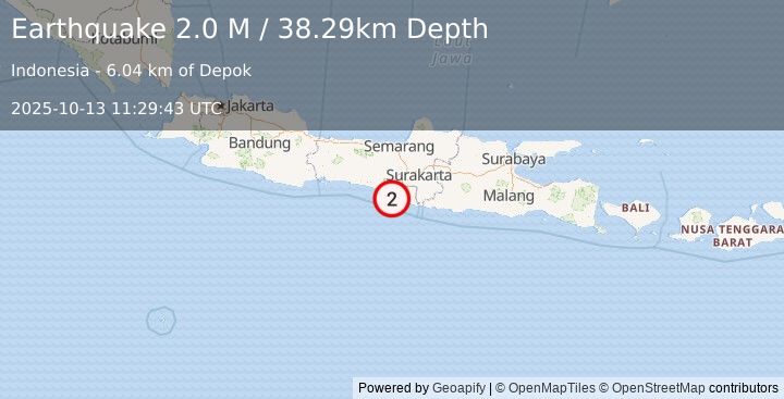 Earthquake Java, Indonesia (2.9 M) (2025-10-13 11:29:38 UTC)