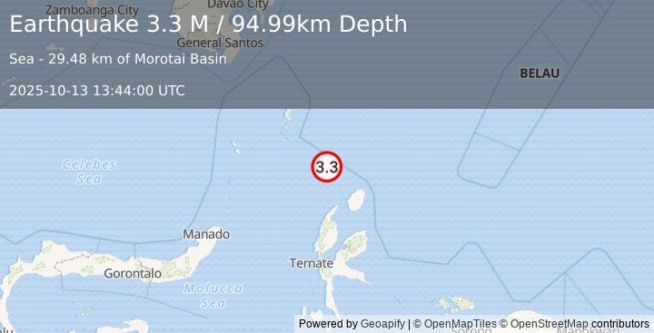 Earthquake Talaud Islands, Indonesia (3.3 M) (2025-10-13 13:44:00 UTC)