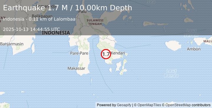 Earthquake Sulawesi, Indonesia (1.7 M) (2025-10-13 14:44:55 UTC)