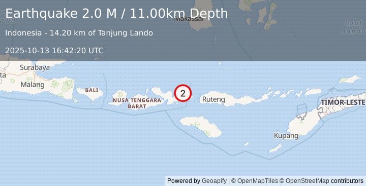 Earthquake Flores Region, Indonesia (2.0 M) (2025-10-13 16:42:20 UTC)