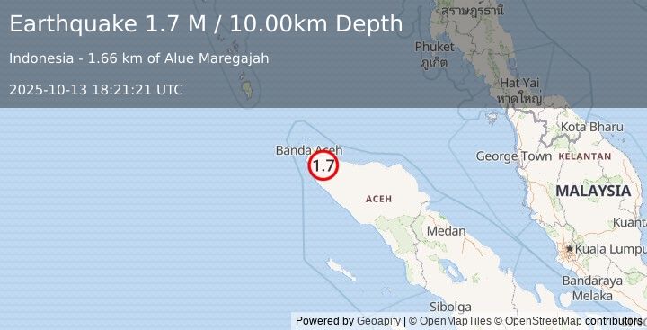 Earthquake Northern Sumatra, Indonesia (1.7 M) (2025-10-13 18:21:21 UTC)
