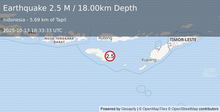Earthquake Sumba Region, Indonesia (2.5 M) (2025-10-13 18:33:33 UTC)