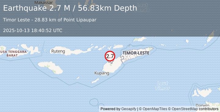 Earthquake Timor Region (2.7 M) (2025-10-13 18:40:52 UTC)