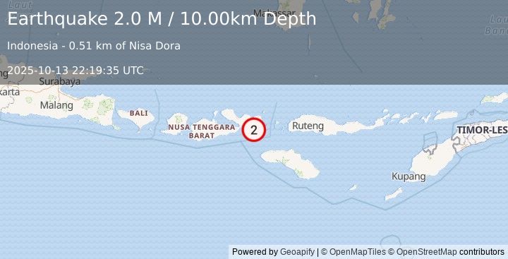 Earthquake Sumbawa Region, Indonesia (2.0 M) (2025-10-13 22:19:35 UTC)