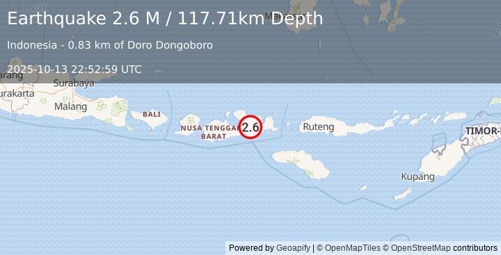 Earthquake Sumbawa Region, Indonesia (2.6 M) (2025-10-13 22:52:59 UTC)