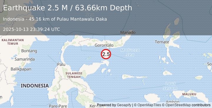 Earthquake Minahassa Peninsula, Sulawesi (2.5 M) (2025-10-13 23:39:24 UTC)