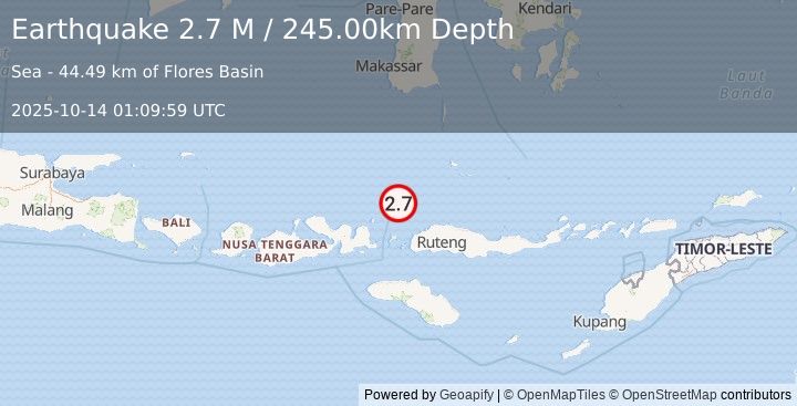 Earthquake Flores Sea (2.7 M) (2025-10-14 01:09:59 UTC)