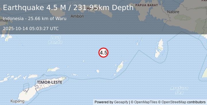 Earthquake Banda Sea (4.5 M) (2025-10-14 05:03:27 UTC)