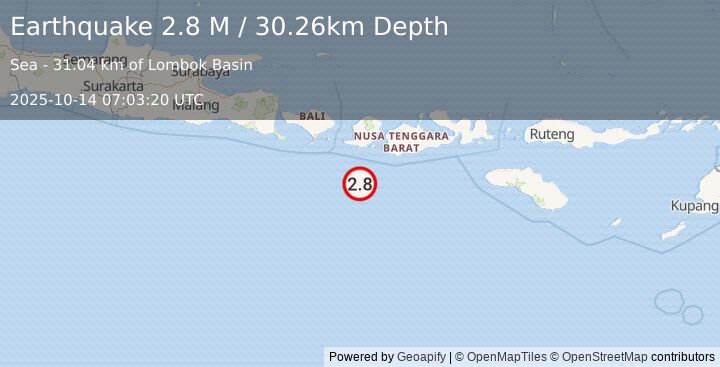 Earthquake Sumbawa Region, Indonesia (2.8 M) (2025-10-14 07:03:20 UTC)