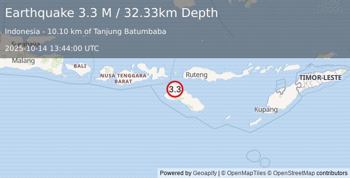 Earthquake Sumba Region, Indonesia (3.3 M) (2025-10-14 13:44:00 UTC)