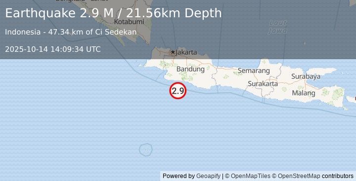 Earthquake Java, Indonesia (3.0 M) (2025-10-14 14:09:33 UTC)