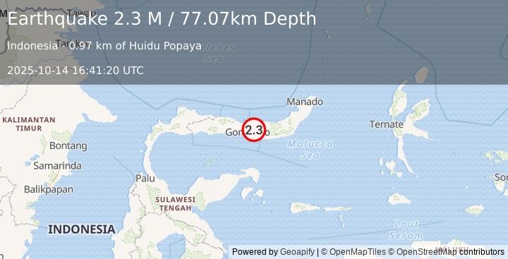 Earthquake Minahassa Peninsula, Sulawesi (2.3 M) (2025-10-14 16:41:20 UTC)
