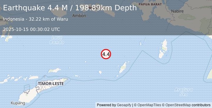 Earthquake Banda Sea (4.4 M) (2025-10-15 00:30:02 UTC)