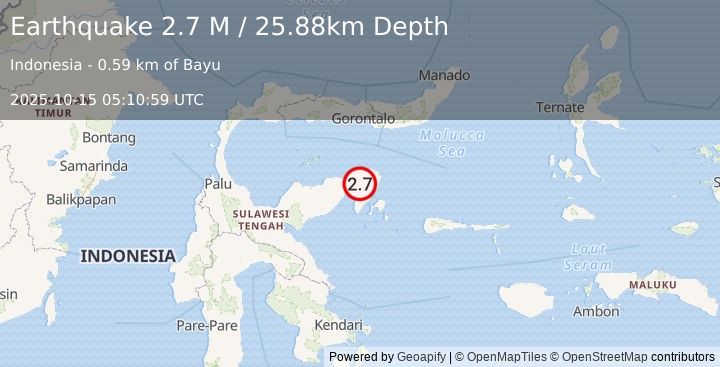 Earthquake Minahassa Peninsula, Sulawesi (2.7 M) (2025-10-15 05:10:59 UTC)