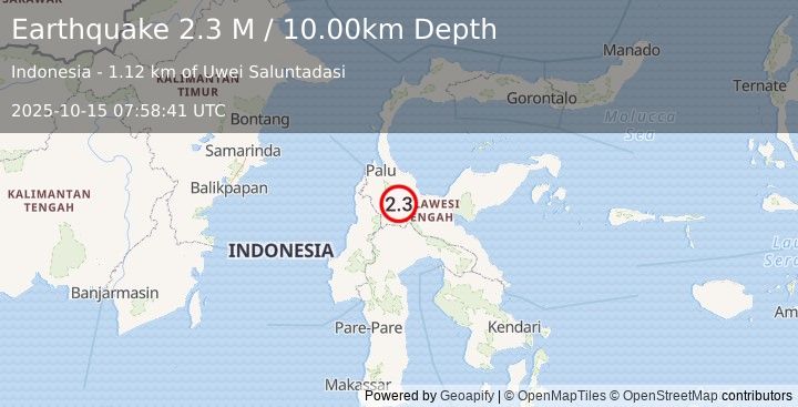 Earthquake Sulawesi, Indonesia (2.3 M) (2025-10-15 07:58:41 UTC)