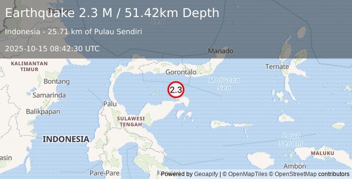 Earthquake Minahassa Peninsula, Sulawesi (2.3 M) (2025-10-15 08:42:30 UTC)