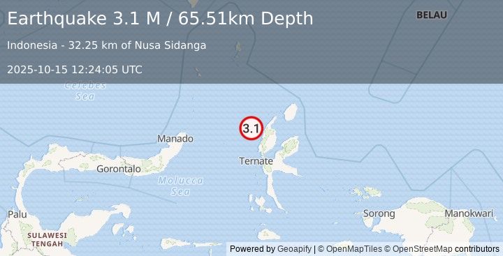 Earthquake Halmahera, Indonesia (3.1 M) (2025-10-15 12:24:05 UTC)