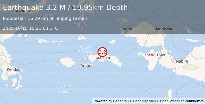 Earthquake Seram, Indonesia (3.2 M) (2025-10-15 15:21:03 UTC)