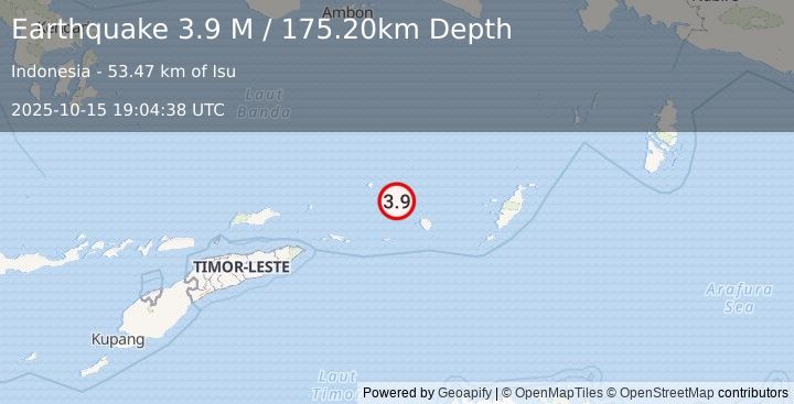 Earthquake Banda Sea (3.9 M) (2025-10-15 19:04:38 UTC)