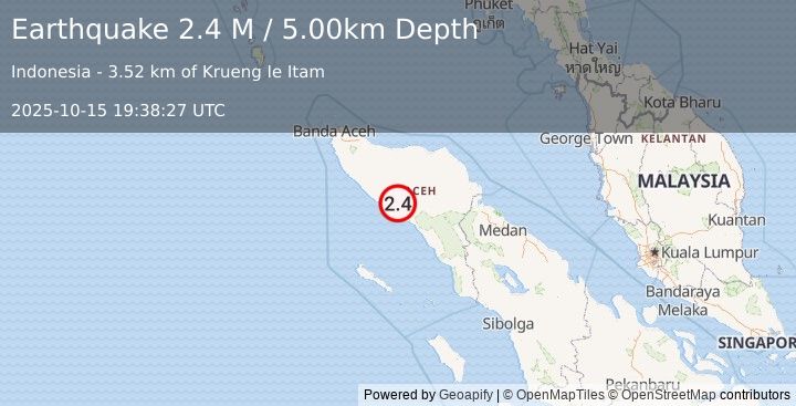 Earthquake Northern Sumatra, Indonesia (2.4 M) (2025-10-15 19:38:27 UTC)