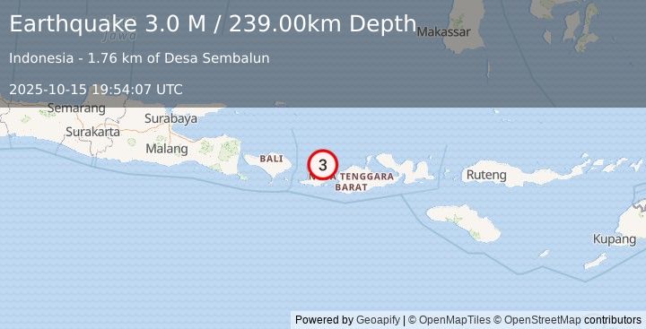 Earthquake Sumbawa Region, Indonesia (3.0 M) (2025-10-15 19:54:07 UTC)
