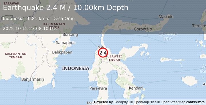 Earthquake Sulawesi, Indonesia (2.4 M) (2025-10-15 23:08:10 UTC)