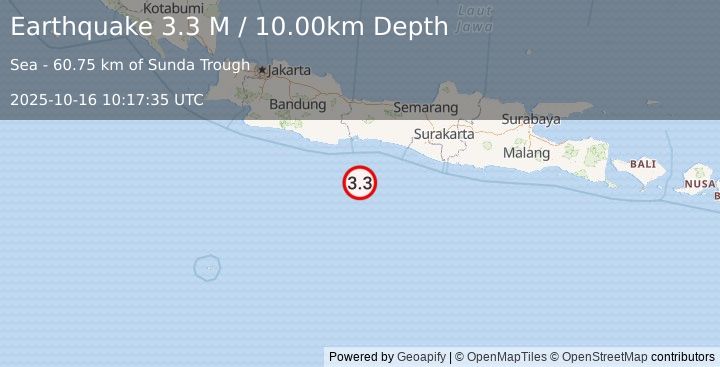 Earthquake Java, Indonesia (3.3 M) (2025-10-16 10:17:35 UTC)