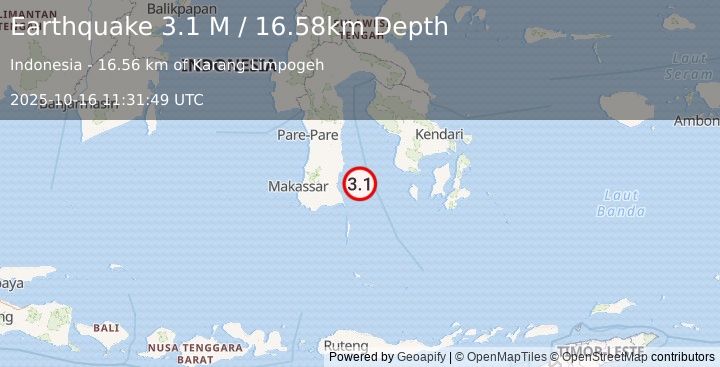 Earthquake Sulawesi, Indonesia (3.1 M) (2025-10-16 11:31:49 UTC)