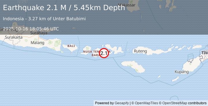 Earthquake Sumbawa Region, Indonesia (2.2 M) (2025-10-16 18:05:46 UTC)