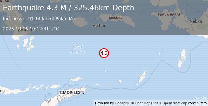 Earthquake Banda Sea (4.3 M) (2025-10-16 19:12:31 UTC)