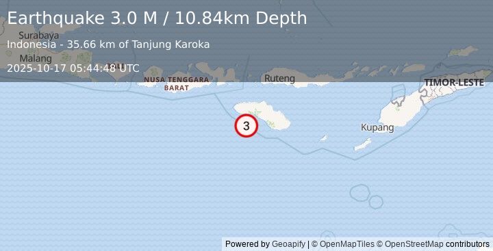 Earthquake Sumba Region, Indonesia (3.0 M) (2025-10-17 05:44:48 UTC)