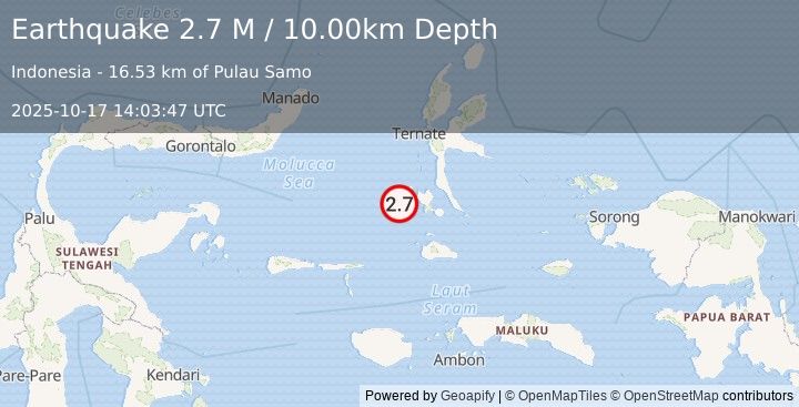 Earthquake Southern Molucca Sea (2.7 M) (2025-10-17 14:03:47 UTC)