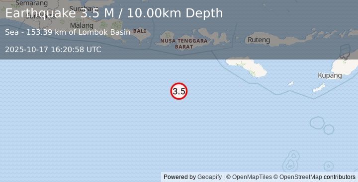 Earthquake South of Sumbawa, Indonesia (3.5 M) (2025-10-17 16:20:58 UTC)