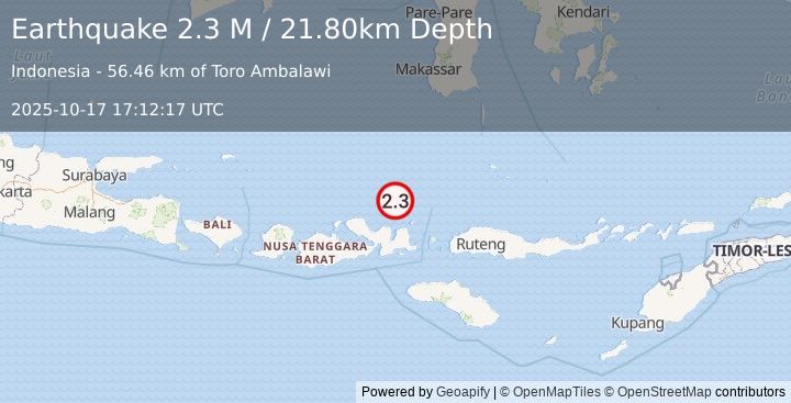 Earthquake Flores Sea (2.3 M) (2025-10-17 17:12:17 UTC)