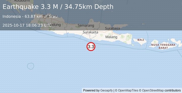 Earthquake Java, Indonesia (3.3 M) (2025-10-17 18:06:24 UTC)