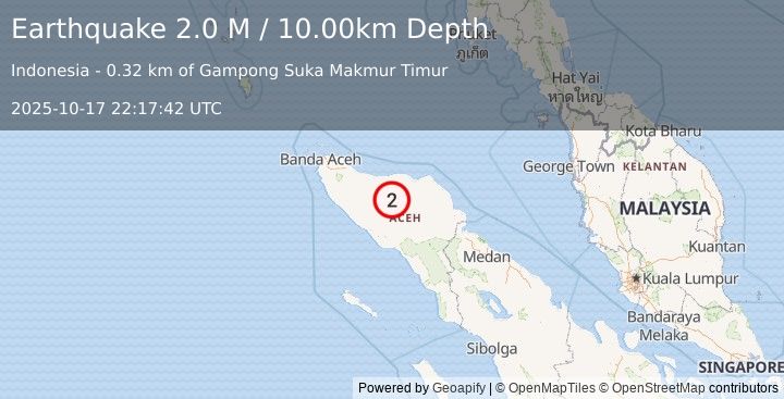 Earthquake Northern Sumatra, Indonesia (2.0 M) (2025-10-17 22:17:42 UTC)