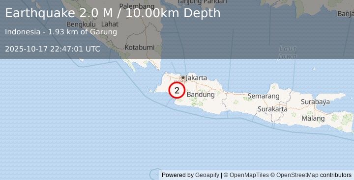 Earthquake Java, Indonesia (2.0 M) (2025-10-17 22:47:01 UTC)