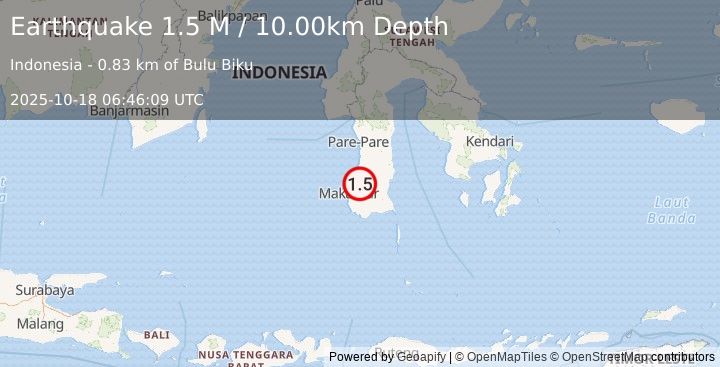 Earthquake Sulawesi, Indonesia (1.5 M) (2025-10-18 06:46:09 UTC)